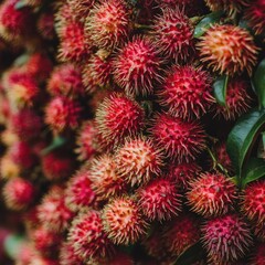 Close-up of rambutan fruit clusters