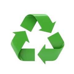 Fototapeta premium Green recycling symbol isolated on white background