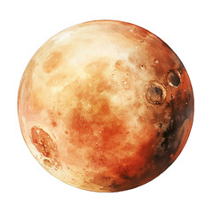 a watercolor of mars on transparent background PNG