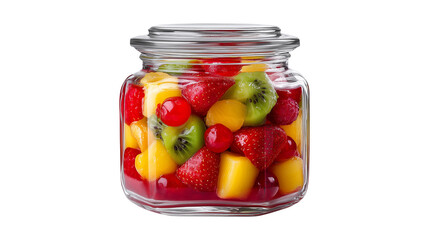 Fresh mixed fruits stored in glass jar for healthy meal prep