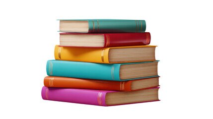 Fototapeta premium A stack of colorful books, on a transparent background