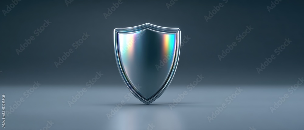 Poster digital shield icon representing security and protection virtual environment 3d render modern aesthe