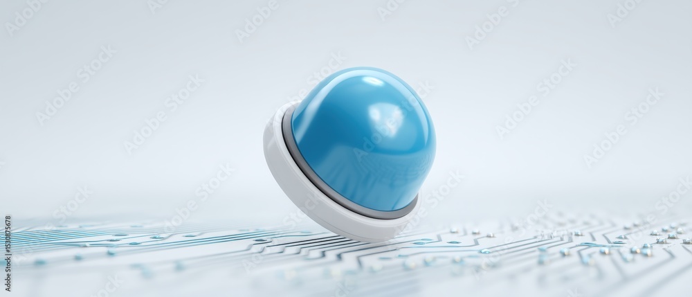 Poster innovative blue sensor device on circuit board technology workshop product showcase modern environme