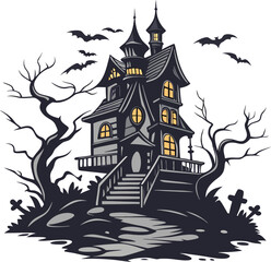 Spooky halloween design with colorful elements