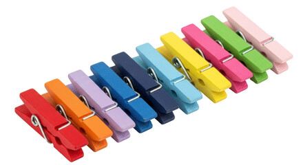 Isolated colorful wooden clothespins