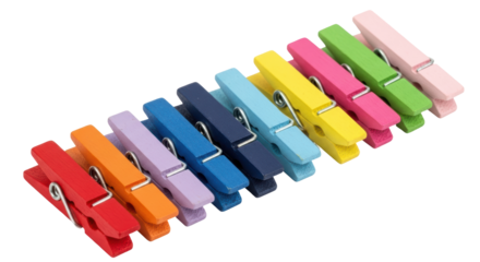 Isolated colorful wooden clothespins