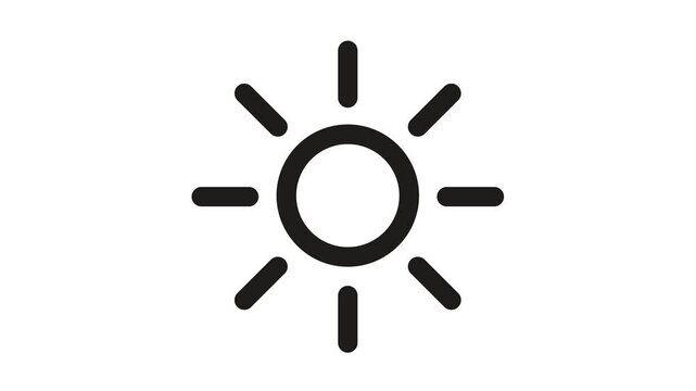 simple animated outline sun summertime icon loop with alpha channel
