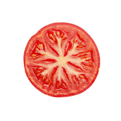 Top view of a tomato slice, transparent background