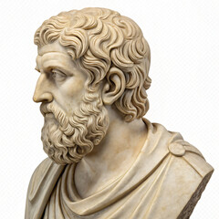 Bust of Sophocles Sculpture Isolated on Transparent Background