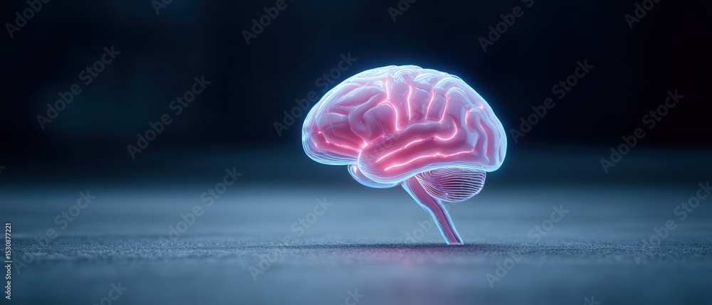 Aufkleber exploring neural connections a futuristic digital brain model in a dark environment for scientific v