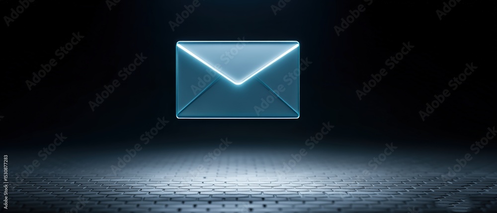 Poster digital communication email icon virtual space graphic design dark environment close-up view modern 