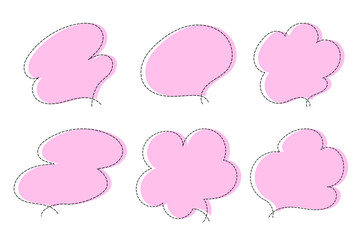 点線で作ったシンプルなかわいい吹き出しセット　ピンク