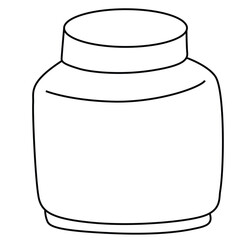 Cute cartoon hand drawn vector container plastic bottle outline.