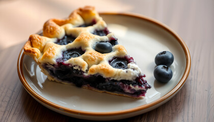 大粒ブルーベリーがたっぷり！焼き立てのホームメイドパイ