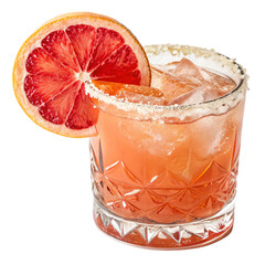 Grapefruit Cocktail with Salted Rim and Garnish Isolated on Transparent Background