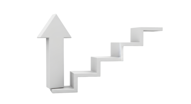 Isolated White Stairs and Arrow