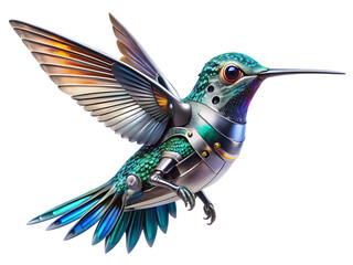 Obraz premium robot hummingbird isolated on white background PNG ai generated