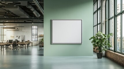 Modern office interior with blank canvas (1)