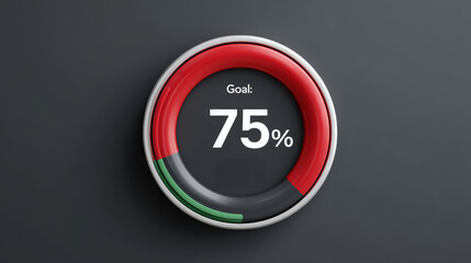 Retirement and goal setting concept ,Goal meter animation showing filled progress indicator with 75% completion