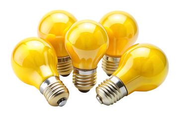 set of yellow light bright bulb isolated on white background PNG, ai generated
