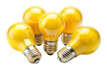 set of yellow light bright bulb isolated on white background PNG, ai generated