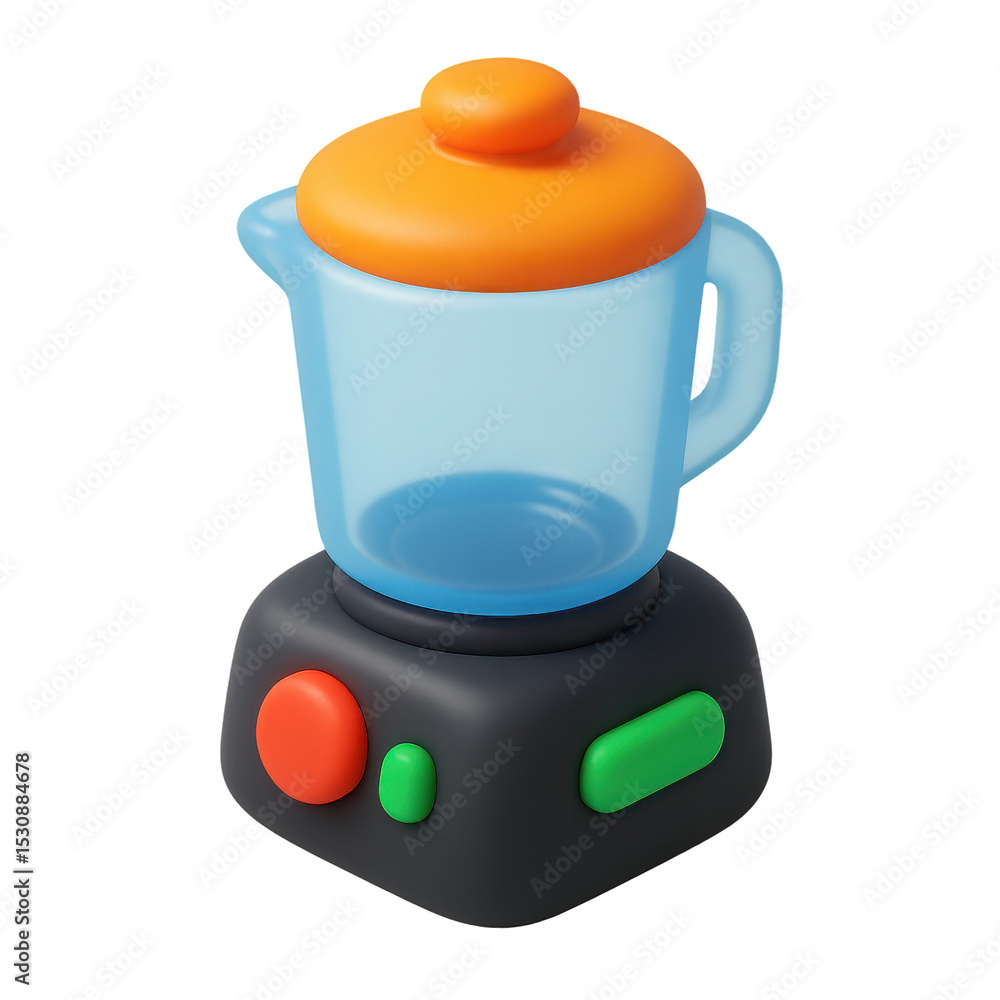 Poster colorful 3d blender icon with transparent background, perfect for adding a playful touch to kitchen 