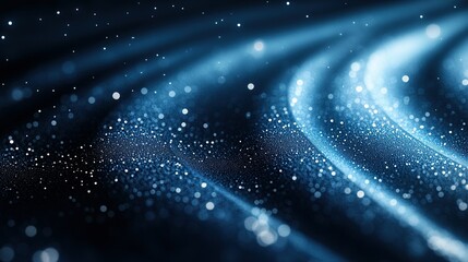 Obraz premium Blue light waves, particle background, digital art, website header