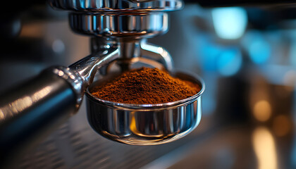 The portafilter coffee, close-up
