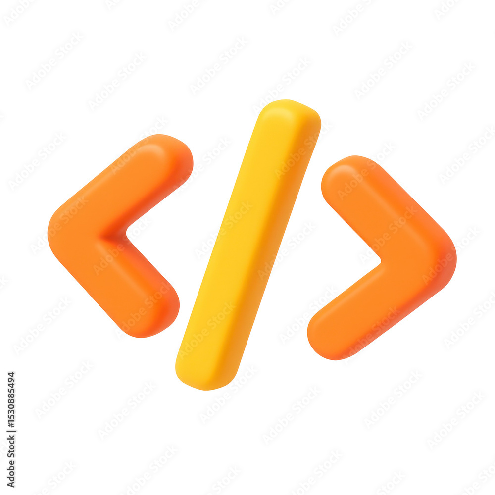 Poster 3d icon of a code symbol with transparent background, ideal for illustrating concepts related to sof