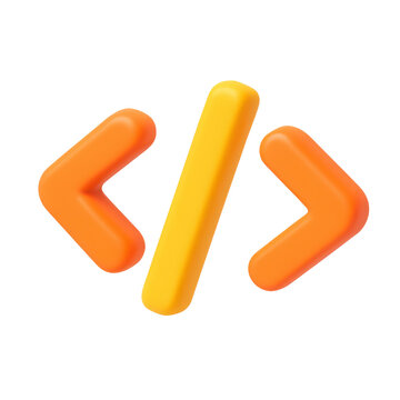 3d icon of a code symbol with transparent background, ideal for illustrating concepts related to software development and programming