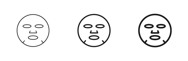 Cosmetic sheet mask line icon in thin, medium and bold outline. Gel, hydrogel beauty product. Skincare, beauty, spa, and wellness concept. For web design, mobile app. Isolated vector illustration