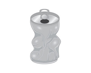 Vector illustration design of a gray soda can that is empty and damaged or dented