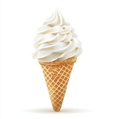 soft ice cream in cone, isolated on white background, detailed vector food illustration
