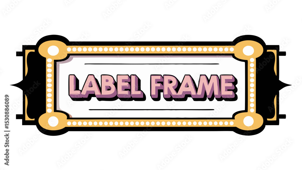 Poster label frame in comic book style with pop art design, isolated vector image, transparent background