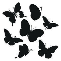 Black Butterfly Silhouette Vector Set - High-Quality Insect Clipart