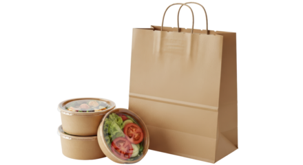 Isolated Takeout Food and Bag