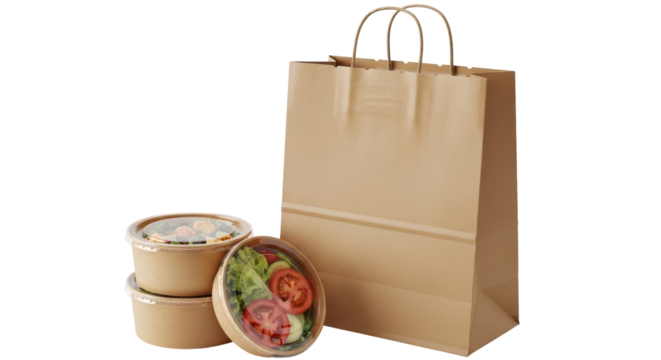 Isolated Takeout Food and Bag