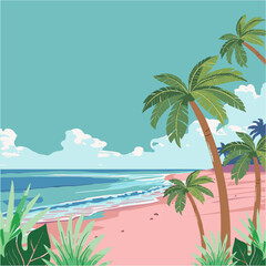 Happy Summer vibe beach and tropical island vector