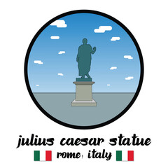Circle Icon Julius Caesar Statue. Vector illustration