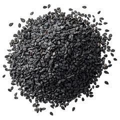 Heap of tiny, dark sesame seeds