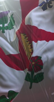 Flag of Montreal in the Canadian province of Quebec, Canada. Loop. 4K Vertical