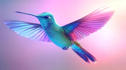 Fototapeta premium Hummingbird with Shadows and Light in 3D Visualization
