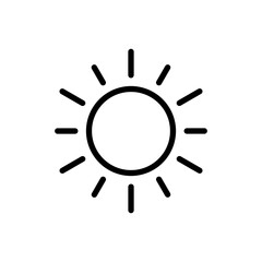 Sun and rays black stroke outline vector icon
