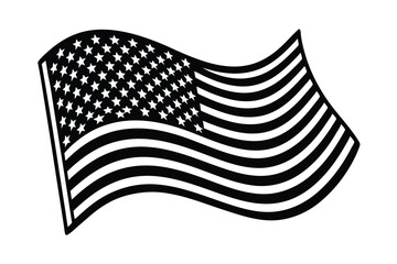American flag waving in the wind vector art illustration