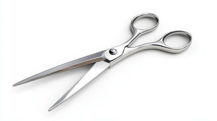 Obraz premium Quality metal scissors with sleek plastic handles displayed on a clean white backdrop, showcasing exceptional craftsmanship and modern design elements for everyday use or professional settings