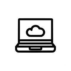 Minimal Black Line Laptop Icon for Technology and Computing