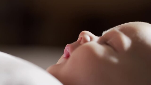 Mom cleaning baby nose with nasal blower, aspirator cleaner. Mucus snot suction