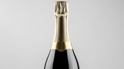 Elegant champagne bottle with golden foil neck offers a touch of sophistication for celebration moments, capturing the essence of festive gatherings