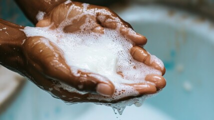 Fototapeta premium Hands washing with soap (1)