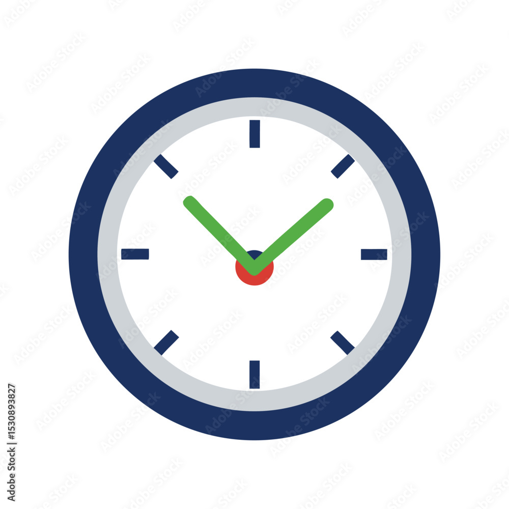 Poster simple and colorful illustrated clock face depicting time management and punctuality concepts